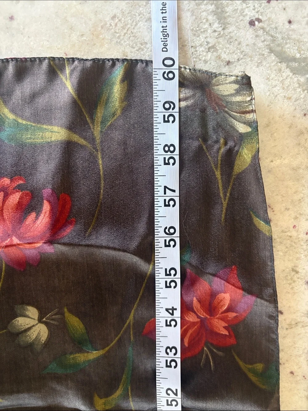 OFF LIMITS Vintage-Style Chiffon Floral Scarf – Dark Brown & Red